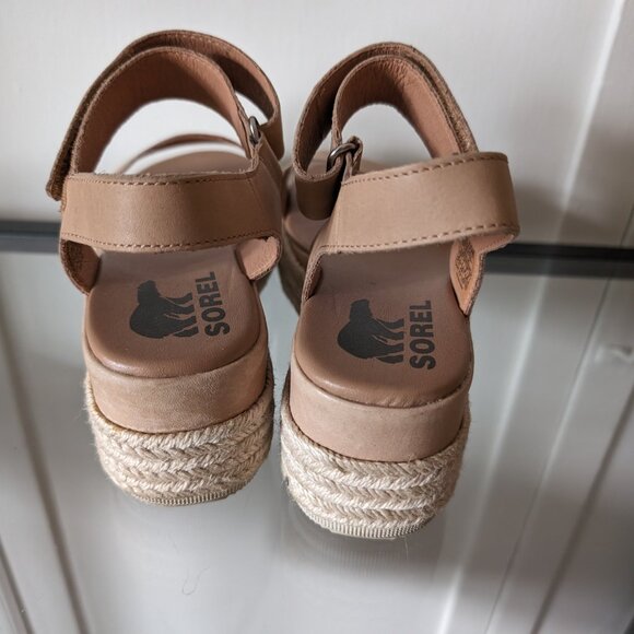 SOREL CAMERON FLATFORM WEDGE SANDAL HONEST BEIGE - Size 6 - Picture 6 of 9